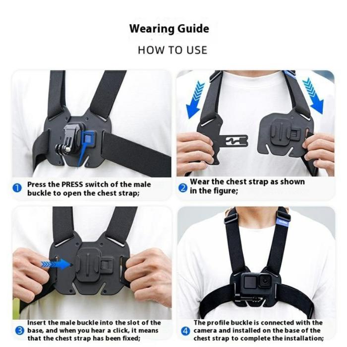 TELESIN - TELESIN GP-UCS-001 Bröstrem för GoPro Hero 13, Insta360 Ace Pro 2, svart