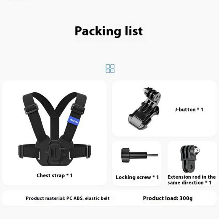 TELESIN - TELESIN GP-UCS-001 Bröstrem för GoPro Hero 13, Insta360 Ace Pro 2, svart