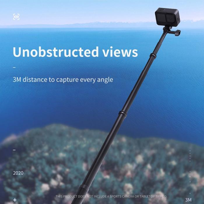 TELESIN - TELESIN IS-MNP-300 Selfie Stick Monopod 3m Kolfiber Svart