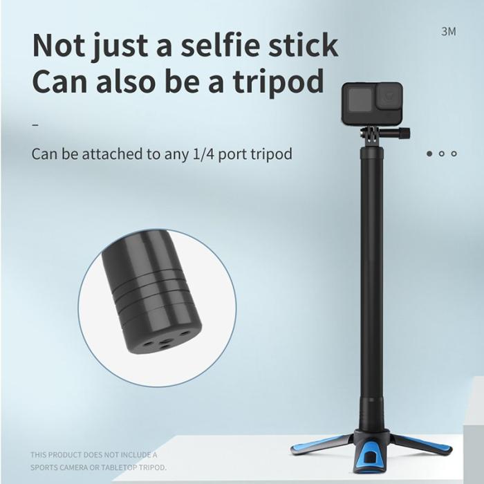 TELESIN - TELESIN IS-MNP-300 Selfie Stick Monopod 3m Kolfiber Svart