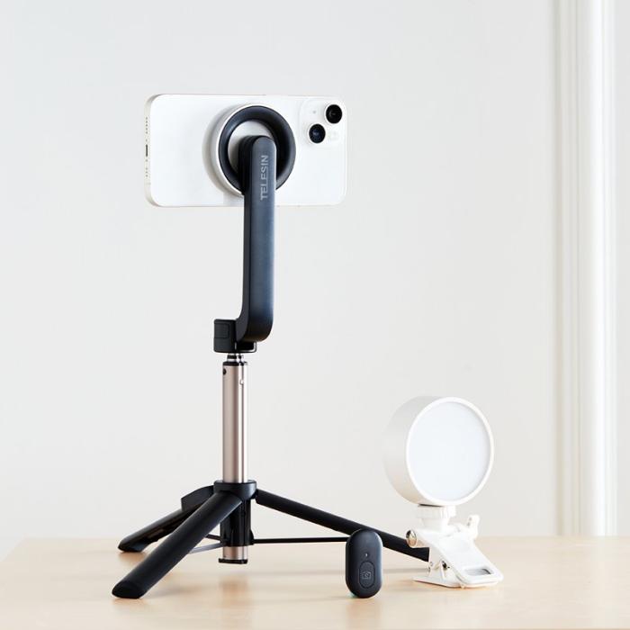 TELESIN - TELESIN K-36 Selfie Stick Tripod med Fyllljus Svart