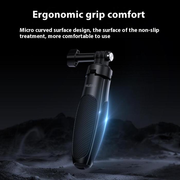 TELESIN - TELESIN Mini Selfie Stick S1-MNP-01 2 In 1 Aluminium Svart