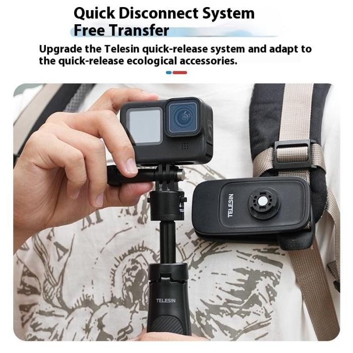 TELESIN - TELESIN Mini Selfie Stick S1-MNP-02 Aluminium Ergonomisk Svart