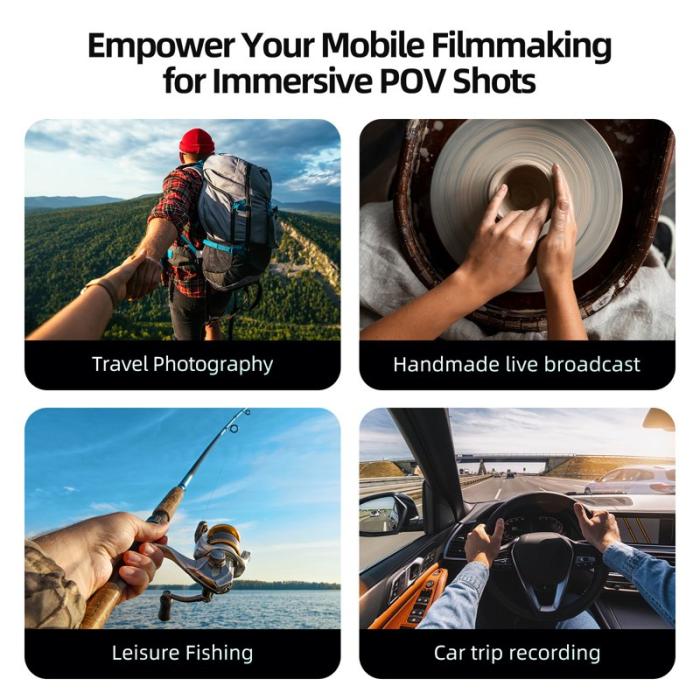 TELESIN - TELESIN MNM-001 iPhone 12-16 Silikon Nackmonterad Selfie Stick Grå