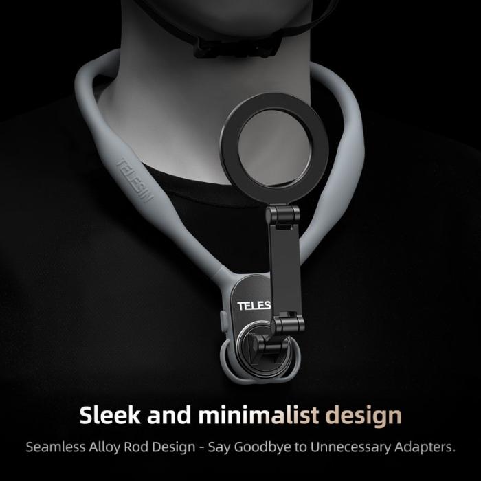TELESIN - TELESIN MNM-001 iPhone 12-16 Silikon Nackmonterad Selfie Stick Grå