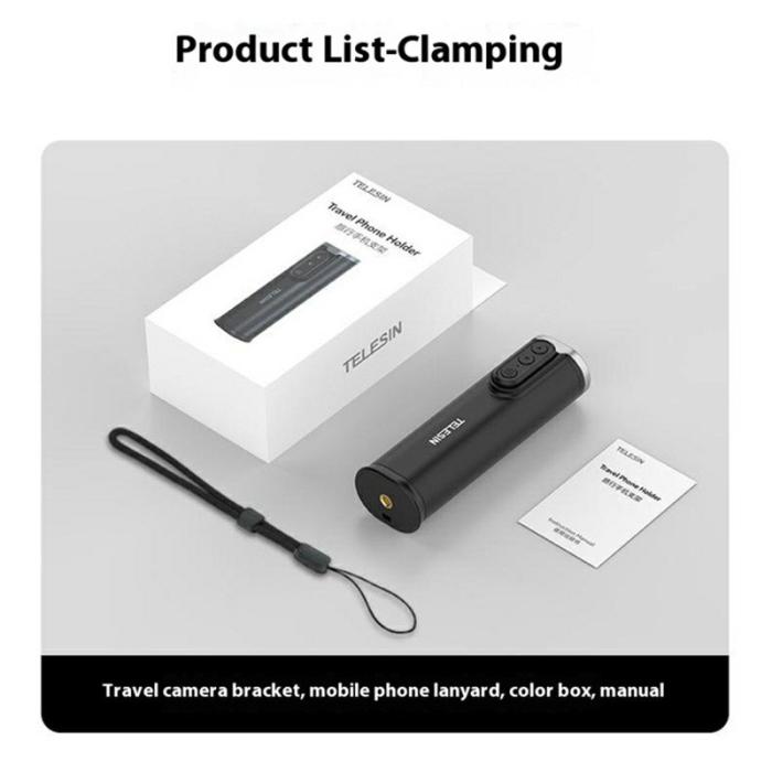 TELESIN - TELESIN P1-HSS-01 Telefonstativ för Vlogging - Klämtyp - Svart