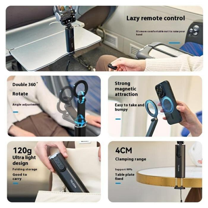 TELESIN - TELESIN P1-HSS-02 Telefonstativ för Vlogging - Magnetisk - Svart