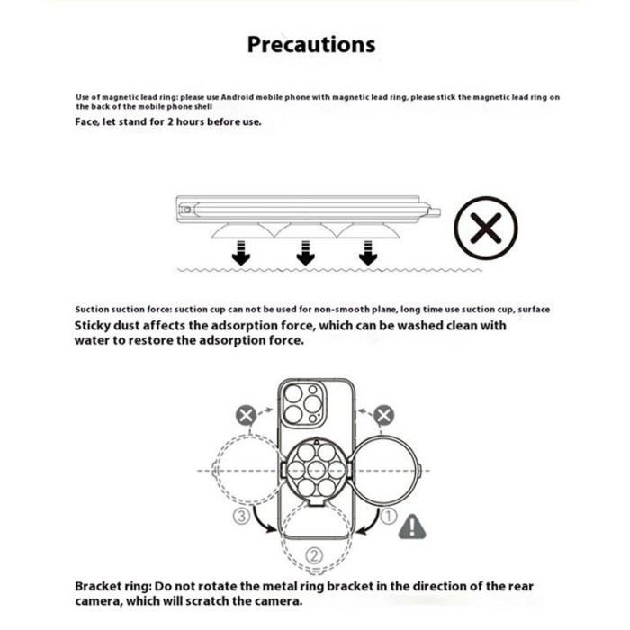 TELESIN - TELESIN P3-SUS-01 Suction Cup Telefonfäste Magnetiskt Glas Svart