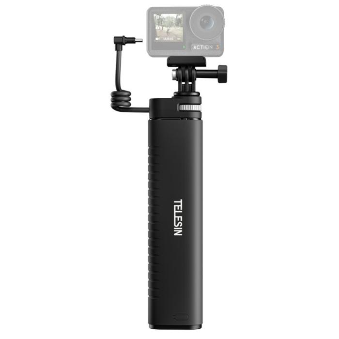 TELESIN - TELESIN Power Bank Selfie Stick 10000mAh Grip Svart