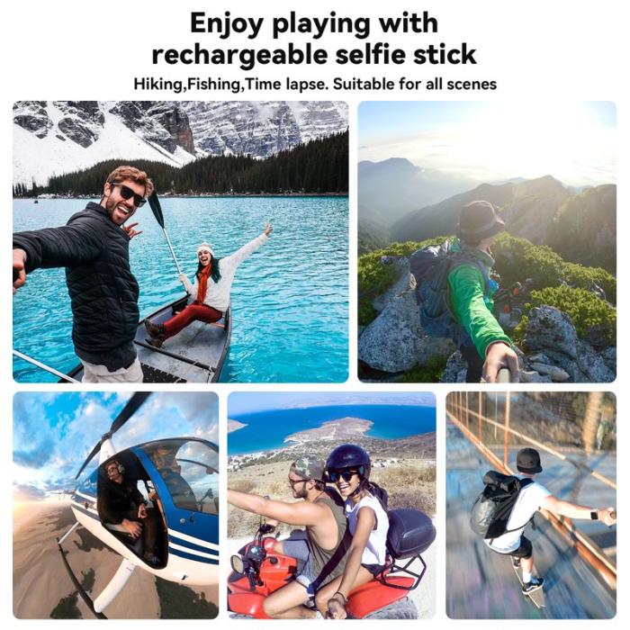 TELESIN - TELESIN Power Bank Selfie Stick 10000mAh Grip Svart