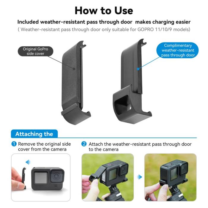 TELESIN - TELESIN Power Bank Selfie Stick 10000mAh Grip Svart