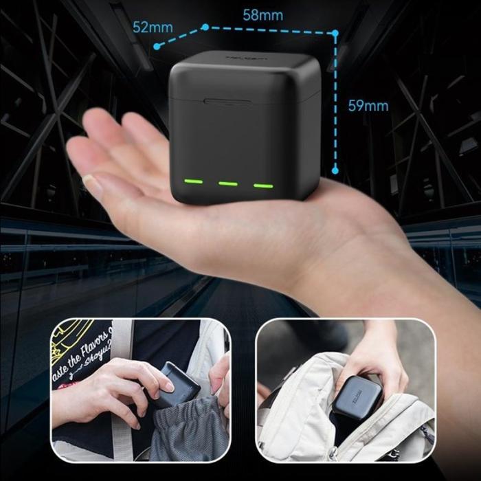 TELESIN - TELESIN S0-BCG-04-TGP Laddningsfodral för GoPro Hero 12-9 Svart