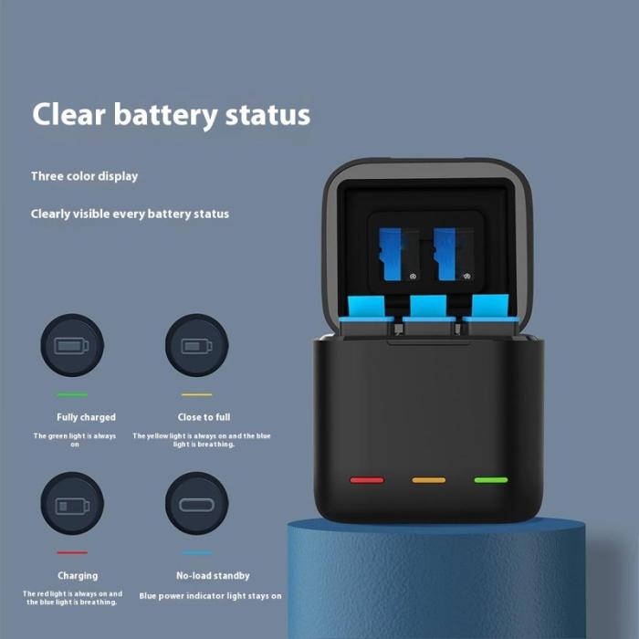 TELESIN - TELESIN S0-BCG-10-TGP Fodral för GoPro Hero 13, 3-Slot, Svart