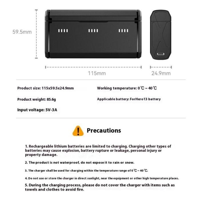 TELESIN - TELESIN S0-BCG-11-TGP Fodral för GoPro Hero 13 Svart