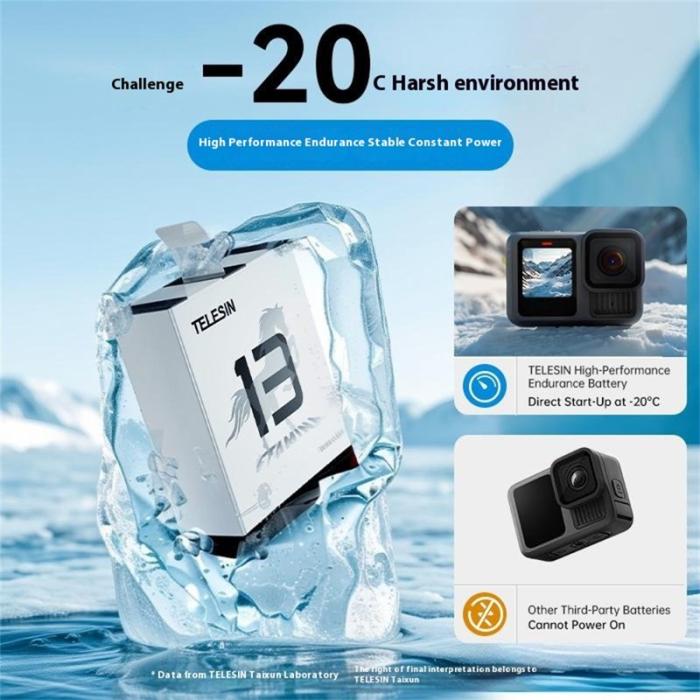 TELESIN - TELESIN S0-BTR-04-TGP GoPro Hero 13 Batteri 1950mAh 7.4Wh Svart