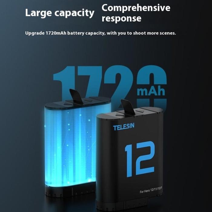 TELESIN - TELESIN S0-ECB-02-TGP Batteri 1720mAh för GoPro Hero 12/11/10/9