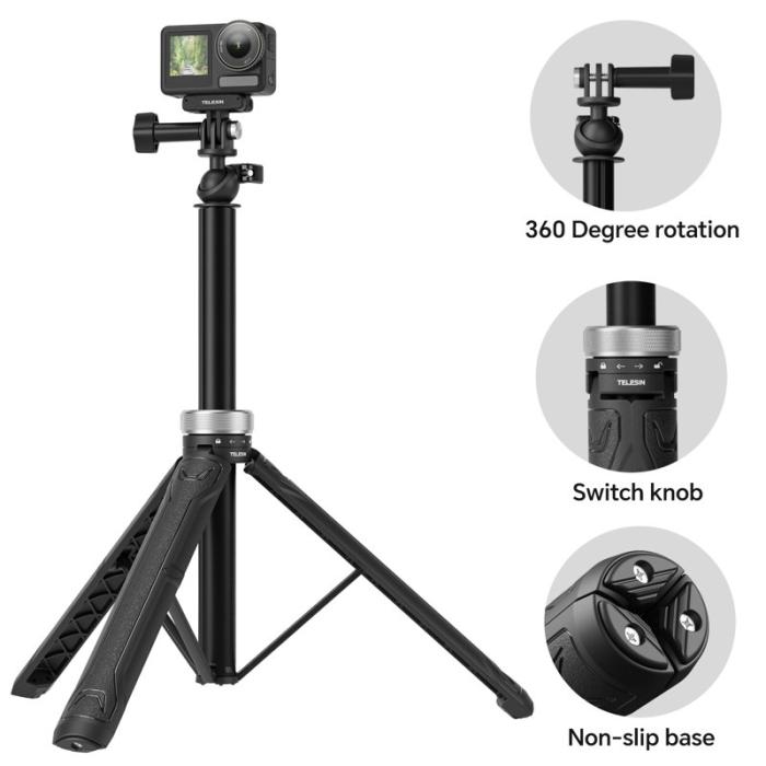 TELESIN - TELESIN S1-TSS-01 Selfie Stick Tripod Monopod Svart