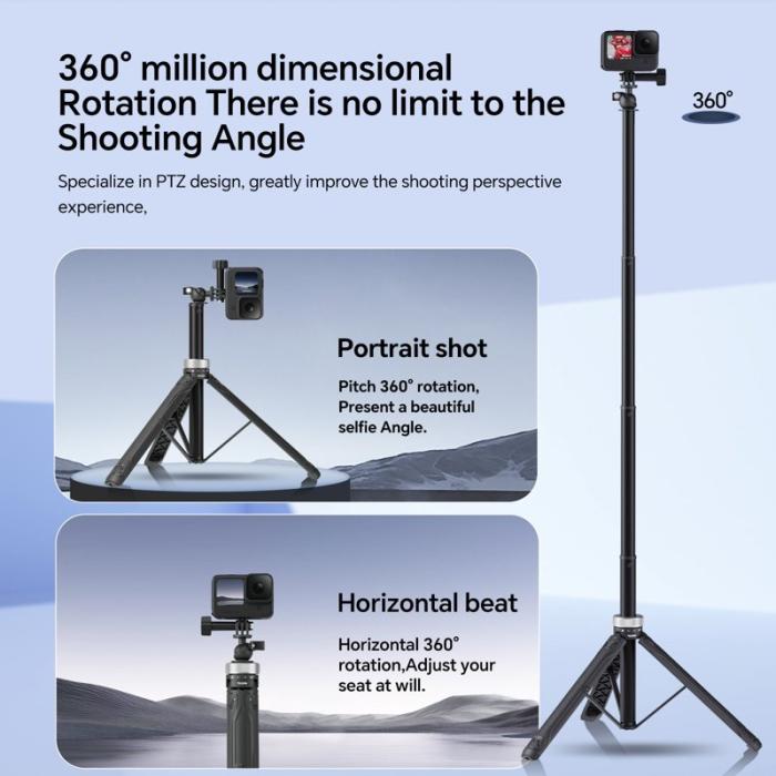 TELESIN - TELESIN S1-TSS-01 Selfie Stick Tripod Monopod Svart