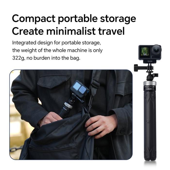 TELESIN - TELESIN S1-TSS-01 Selfie Stick Tripod Monopod Svart