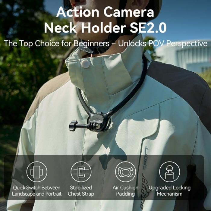 TELESIN - TELESIN S2-HNB-09 SE 2.0 Actionkamera Nackfäste Svart