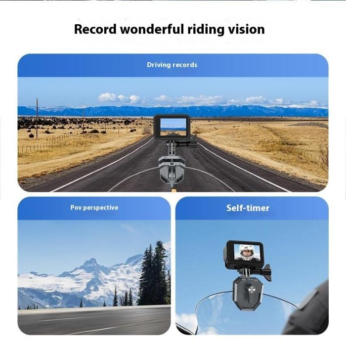 TELESIN - TELESIN S3-EAK-03 Motorcykel Vindruta Fäste för GoPro Svart