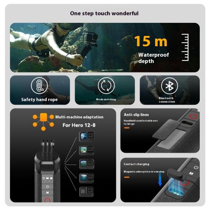 TELESIN - TELESIN S4-FHG-01-TGP GoPro 12/11/10/9/8 Fjärrkontroll Blå