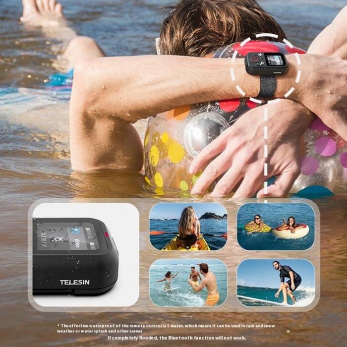 TELESIN - TELESIN S5-RMT-01-TGP GoPro Hero 13/12/11/10/9/8 Fjärrkontroll Bluetooth Grå