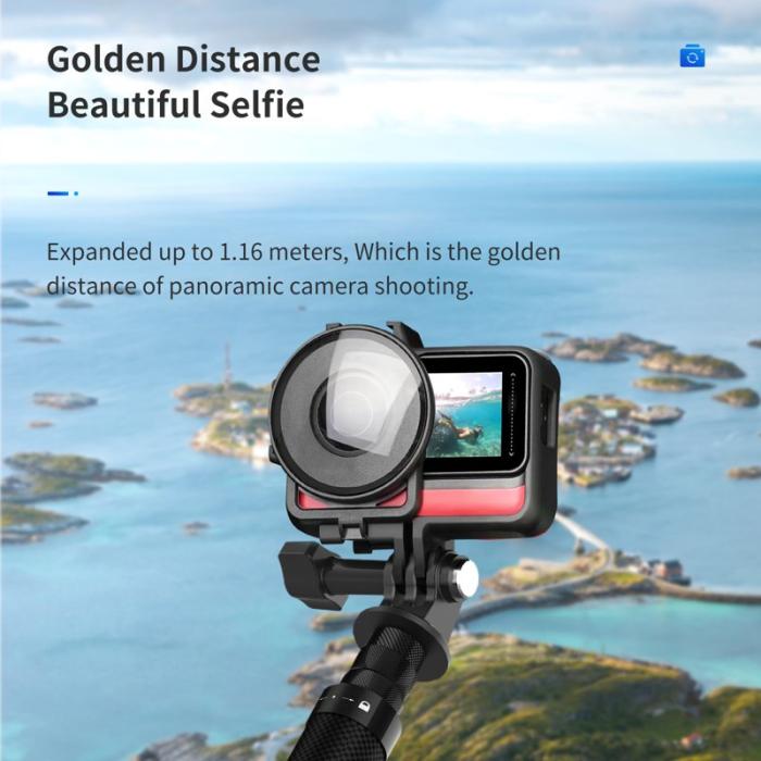 TELESIN - TELESIN TE-MNP-117 Selfie Stick Monopod Kolfiber Svart 1.16m