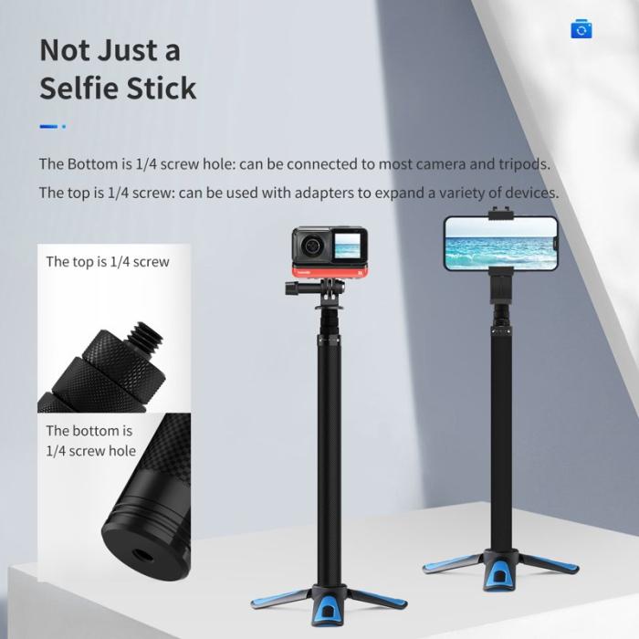 TELESIN - TELESIN TE-MNP-117 Selfie Stick Monopod Kolfiber Svart 1.16m