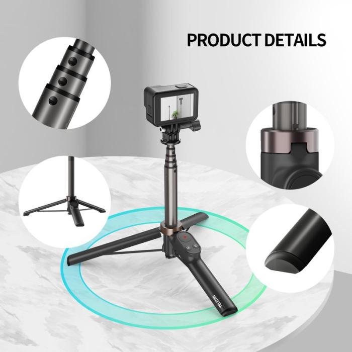 TELESIN - TELESIN TE-RCSS-001 Selfie Stick Tripod Bluetooth Svart