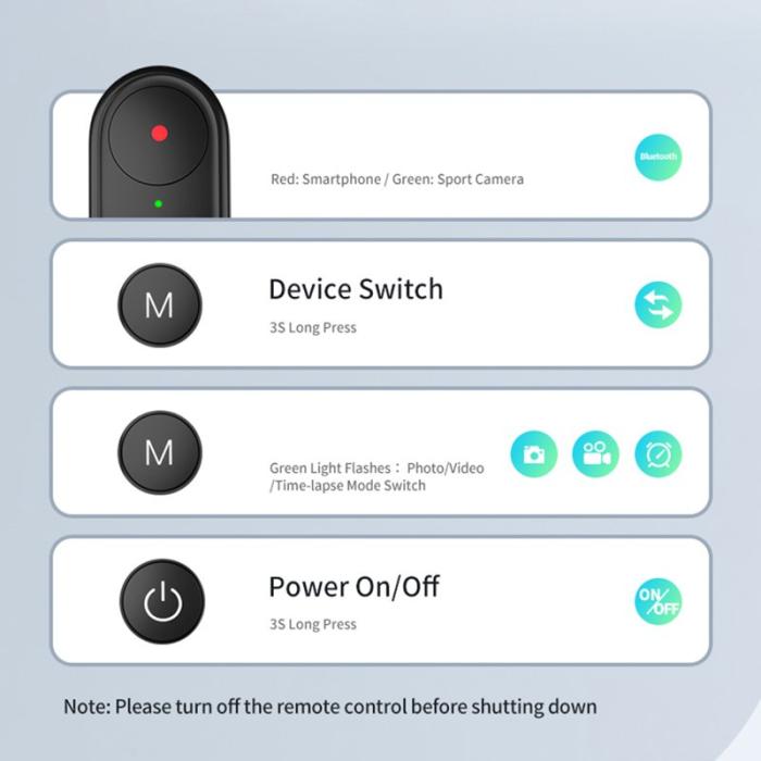 TELESIN - TELESIN TE-RCSS-001 Selfie Stick Tripod Bluetooth Svart