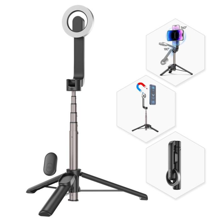 TELESIN - TELESIN WS-22005 Mini Selfie Stick Tripod Aluminium Svart