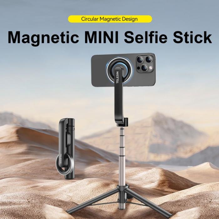 TELESIN - TELESIN WS-22005 Mini Selfie Stick Tripod Aluminium Svart