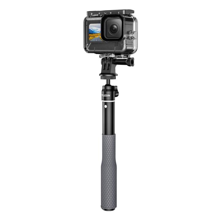 TELESIN - TELESIN WSS-001 Aluminium Vattentät Gimbal Selfie Stick Svart