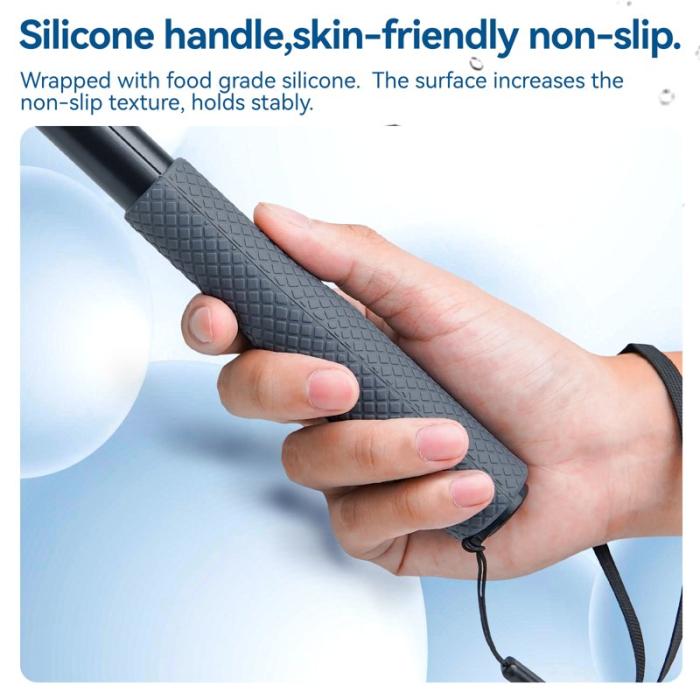 TELESIN - TELESIN WSS-001 Aluminium Vattentät Gimbal Selfie Stick Svart