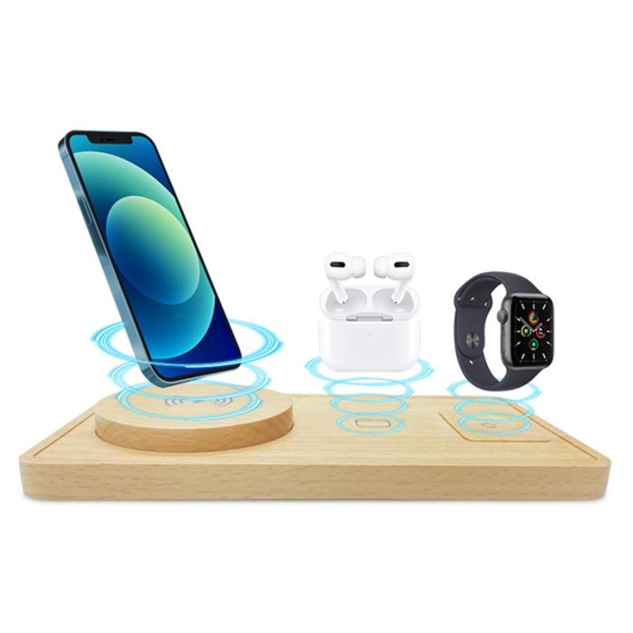 OEM - TH05 Ultra tunn 3-i-1 trådlös laddare 15W för telefon, hörlurar, klocka