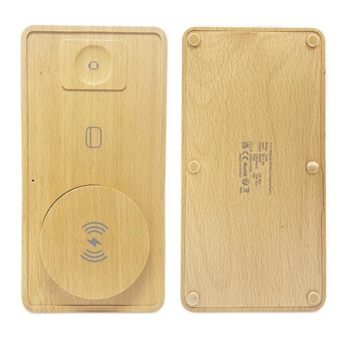 OEM - TH05 Ultra tunn 3-i-1 trådlös laddare 15W för telefon, hörlurar, klocka