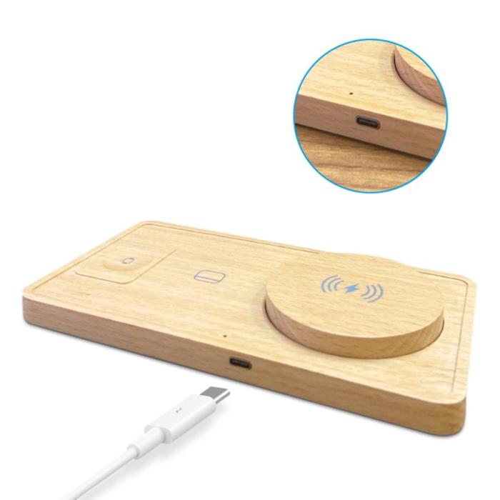 OEM - TH05 Ultra tunn 3-i-1 trådlös laddare 15W för telefon, hörlurar, klocka