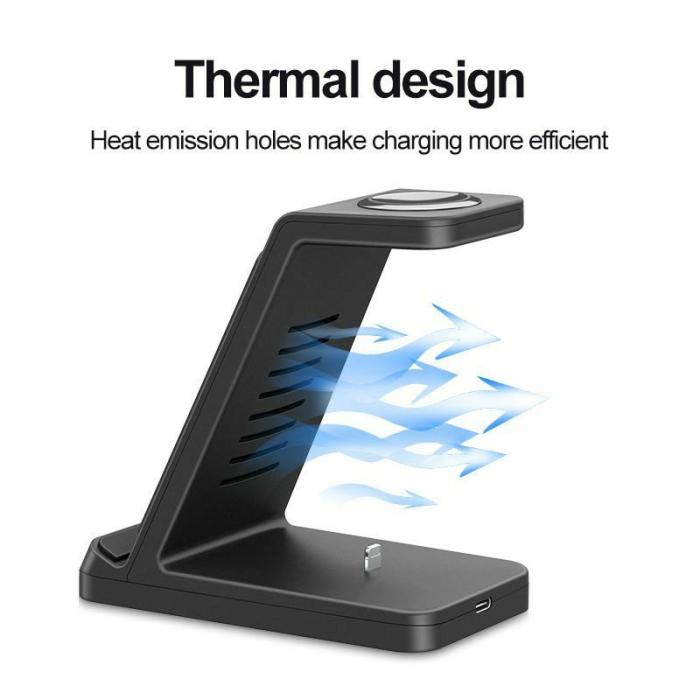 OEM - Trådlös 3-i-1 laddare för AirPods, mobiltelefon och smartklocka - Vit