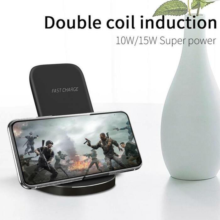 OEM - Trådlös laddare 15W Snabbladdningsställ för telefon - Vit