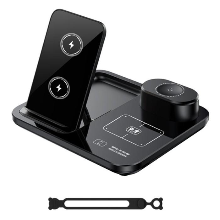 OEM - Trådlös laddare 3-i-1 för smartphone, smartwatch och hörlurar, svart