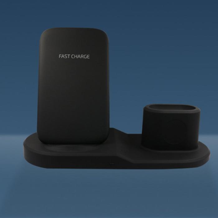 OEM - Trådlös laddare 3-i-1 Laddningsstation Multifunktion - Svart