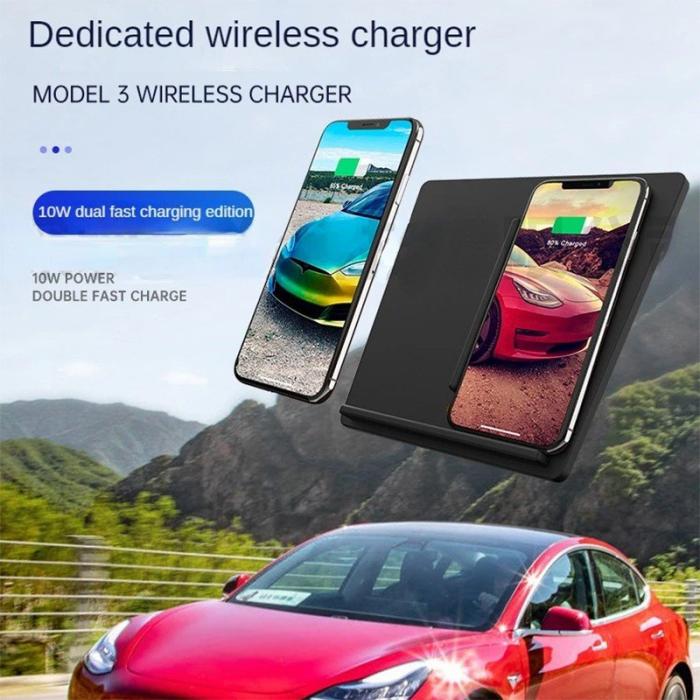 OEM - Trådlös laddare Dual Position för Tesla 17-20 Model 3, svart