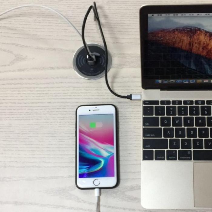 OEM - Trådlös laddare Embedded Desktop 15W med USB-A och USB-C portar