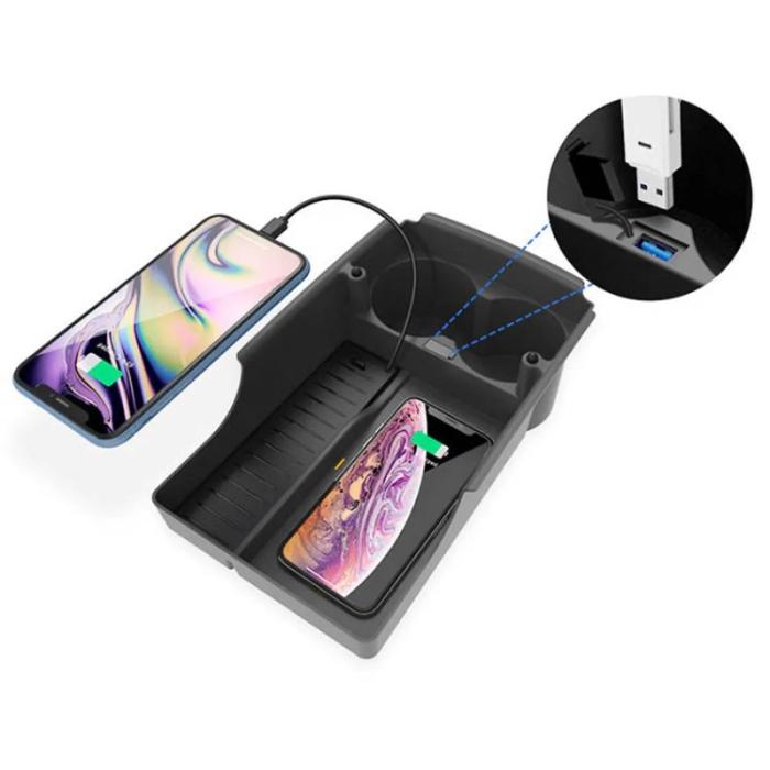 OEM - Trådlös laddare för Tesla 17-21 Model S/X med kopphållare