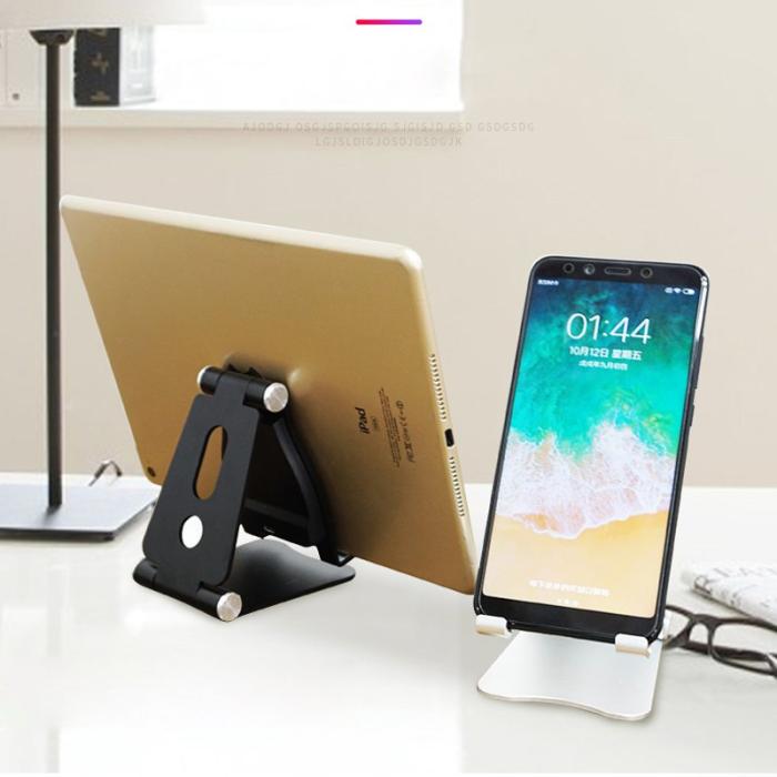 OEM - Trådlös snabb laddare 5W/7.5W/10W med aluminiumställ för iPhone/Samsung - Vit