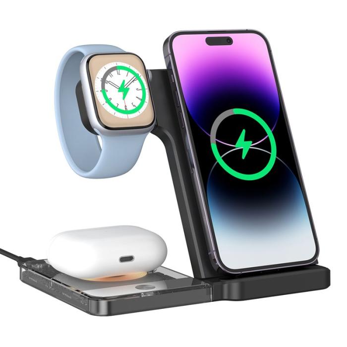 OEM - U17-A 5-i-1 Fällbar Magnetisk Trådlös Laddare för iPhone - Vit