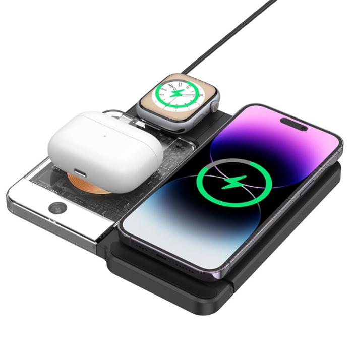 OEM - U17-A 5-i-1 Fällbar Magnetisk Trådlös Laddare för iPhone - Vit