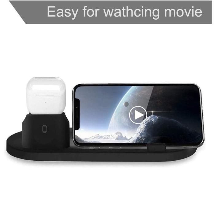 OEM - UD15-C 3-i-1 Multifunktionell Trådlös Laddare Dockningsstation - Svart
