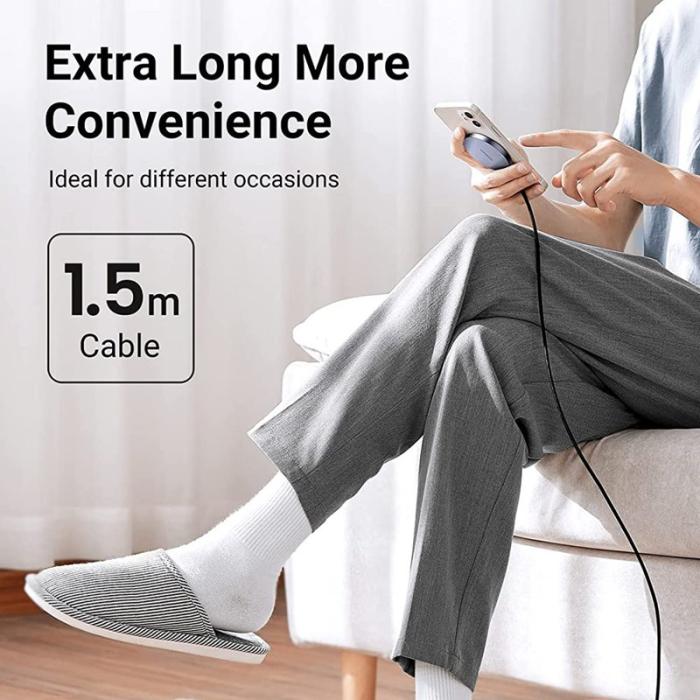 OEM - UGREEN 30233 Bärbar Magnetisk Trådlös Laddare med 1,5m USB C-kabel, Svart